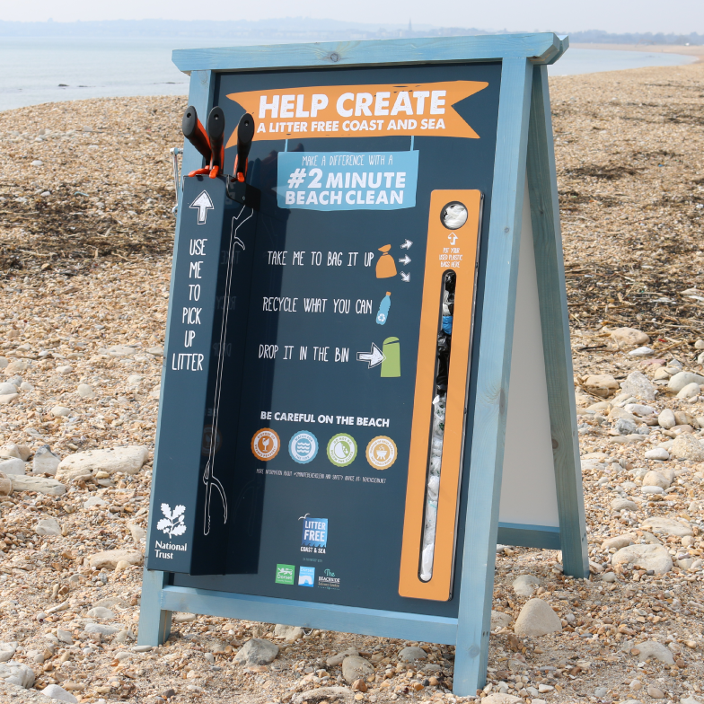 Use our 2 Minute Beach Clean Station to pick up litter