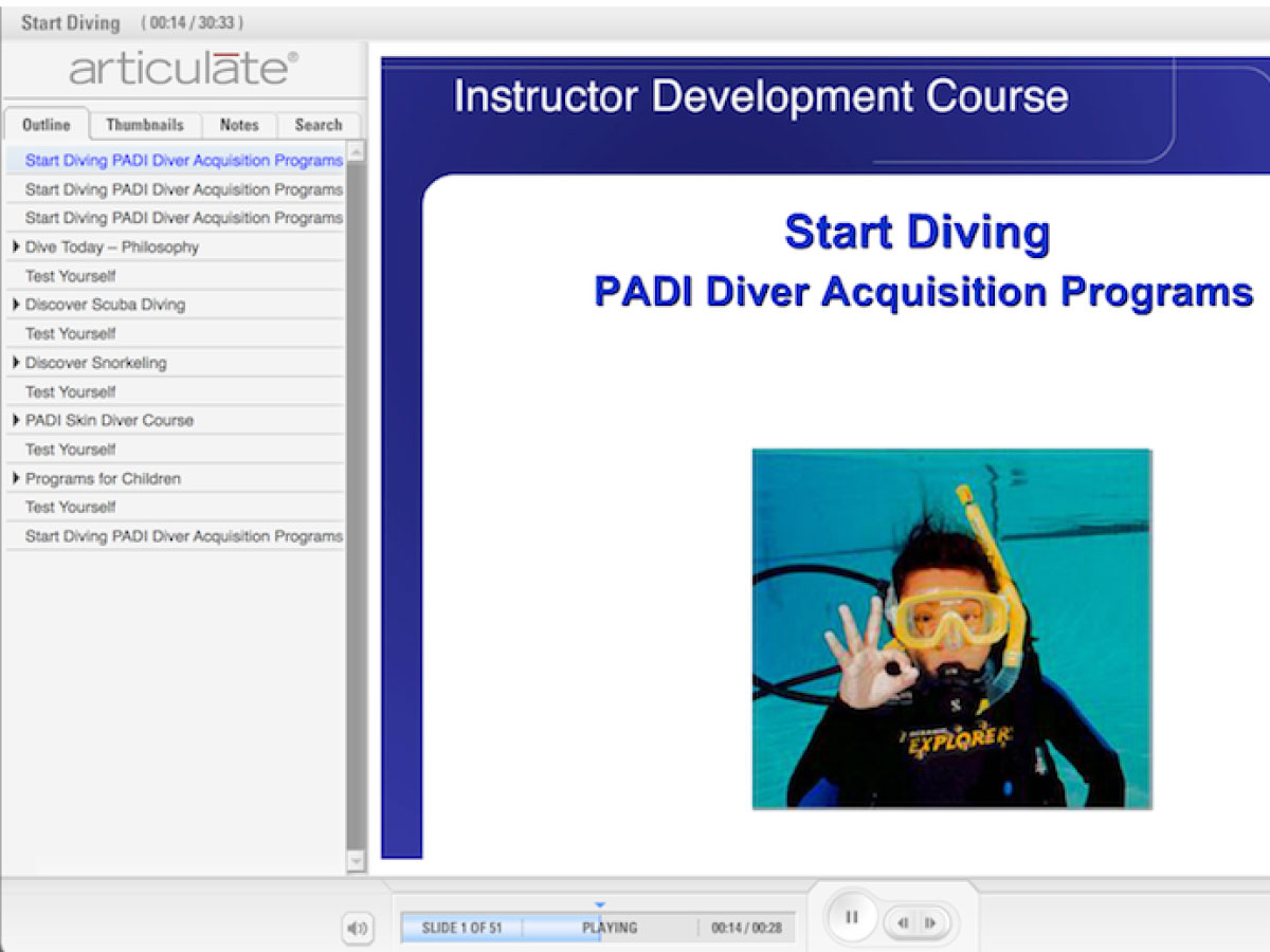 Old style PADI DSD elearning