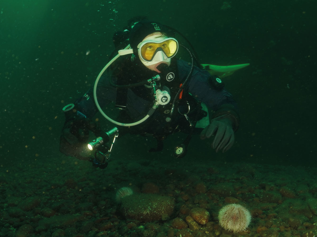 Diver demonstrating the importance of buoyancy and good trim underwater